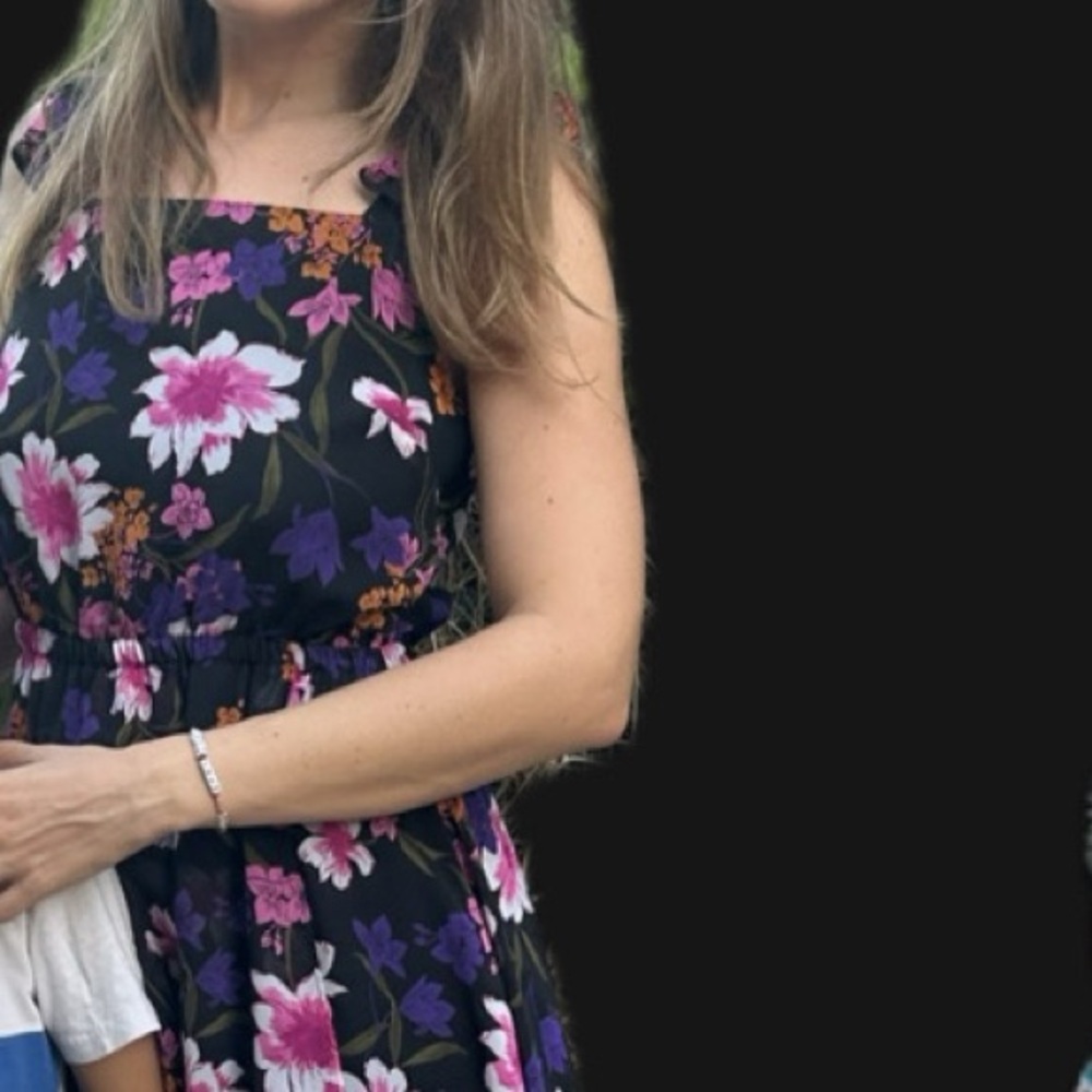 Bar III Black and Purple Floral Midi Dress